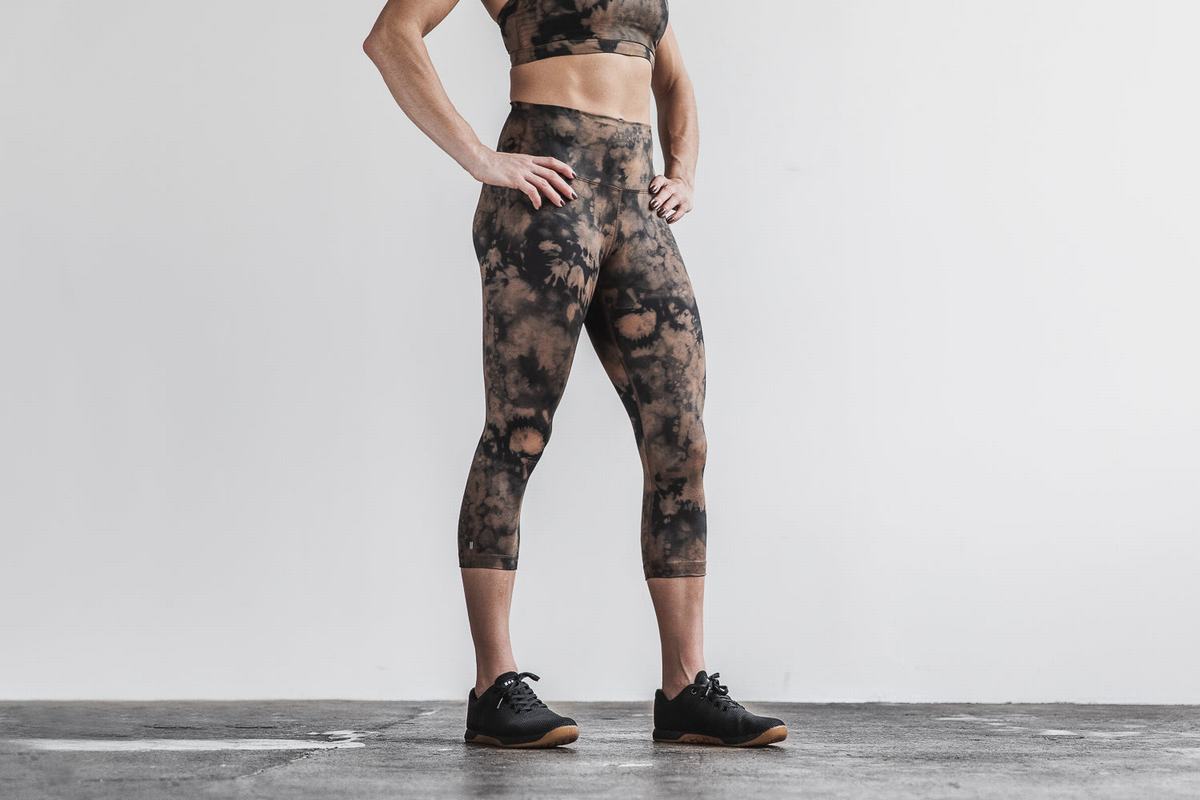 Nobull High-Rise Crop Tie-Dye Women's Tights Black | Australia (FT4561)
